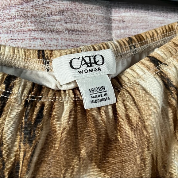 Tan Pattern Midi Skirt with Lining, Cato Women Size 18/20W - Picture 3 of 4
